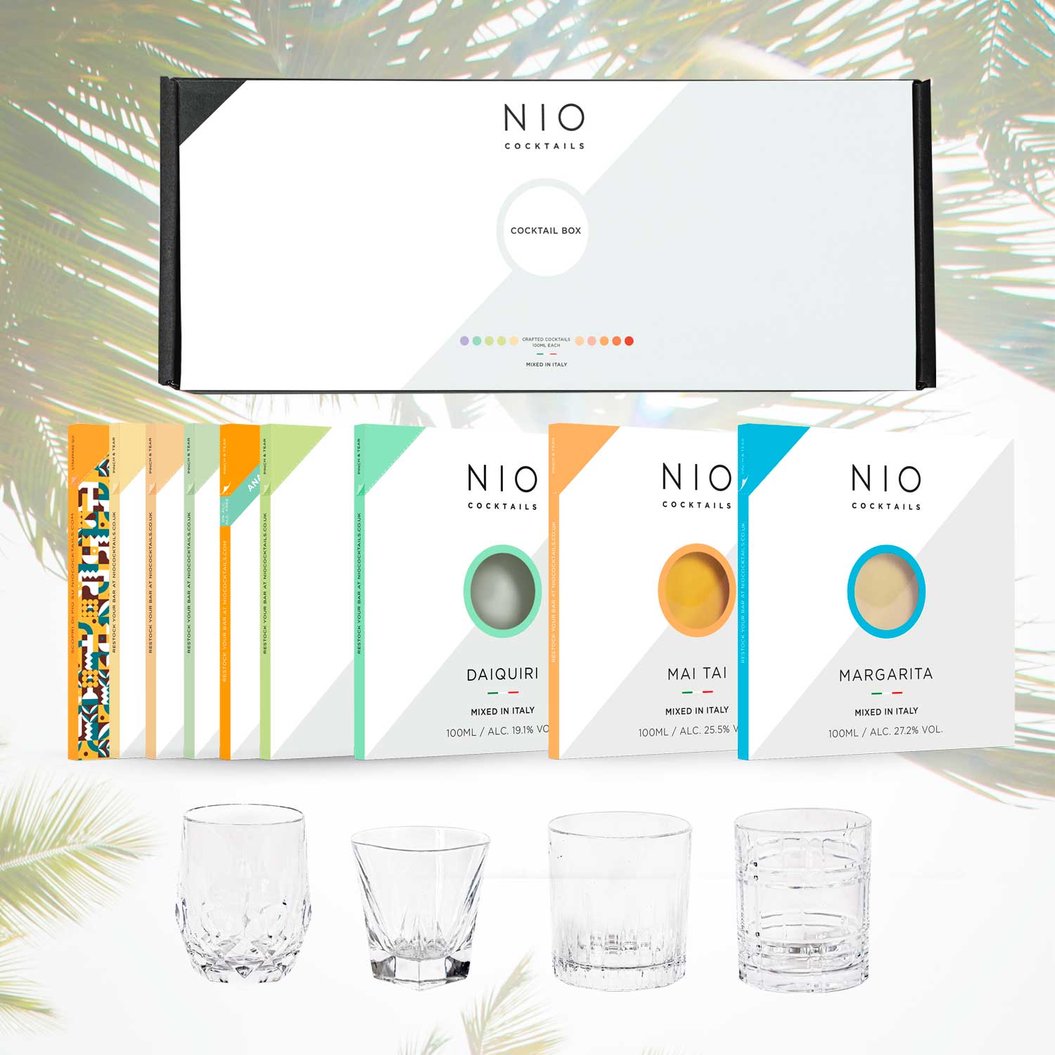 Exotic Tasting Kit: 9 cocktails + 4 tumblers for free